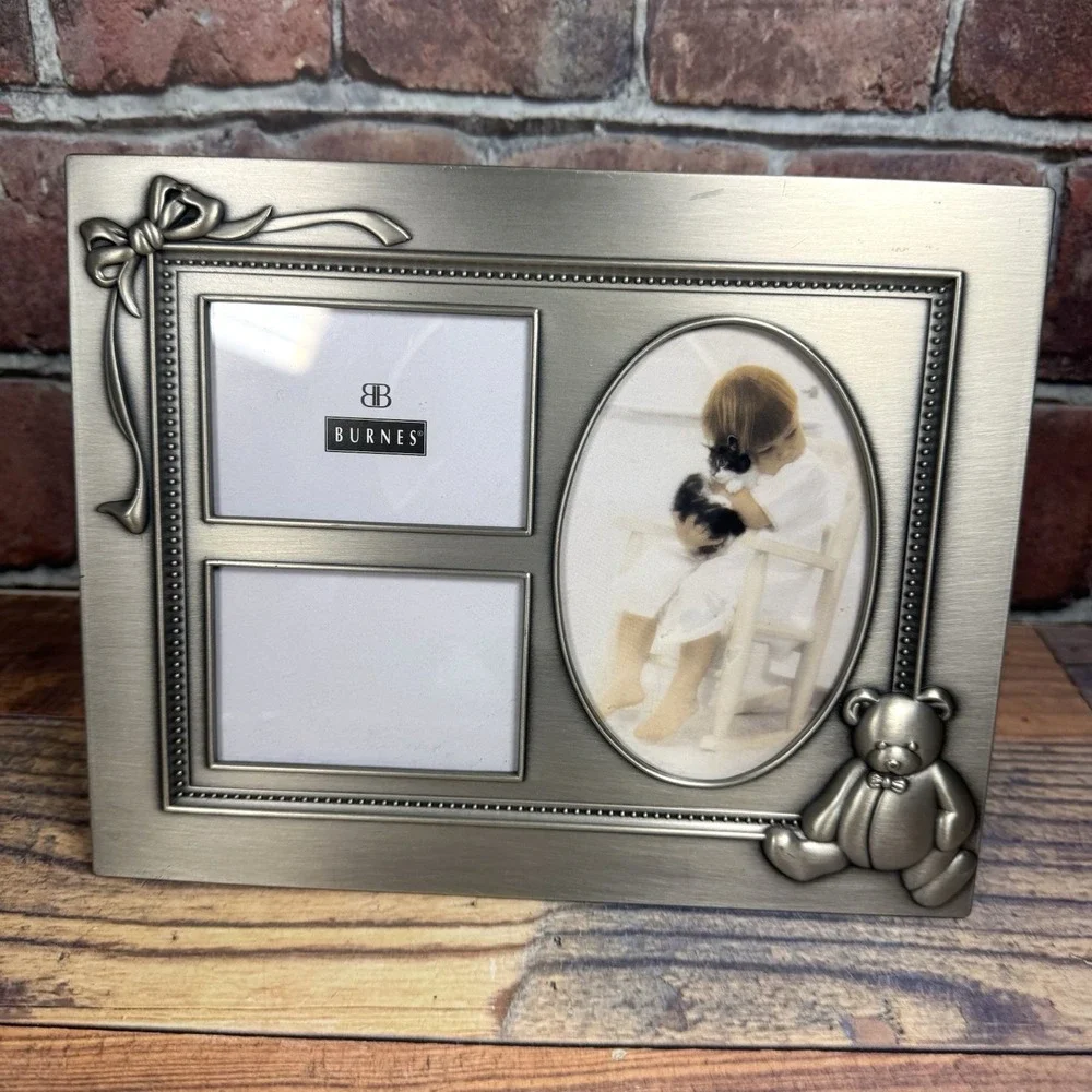 Burnes Of‎ Boston Bear & Bow Pewter Photo Frame Early Years 1997 Multi Nursery